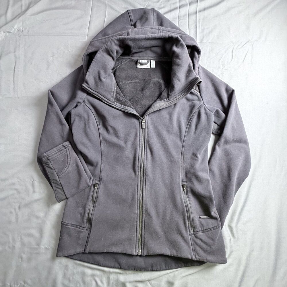 Athleta Stronger Womens Full Zip Fleece Lined Black Medium Jacket Workout Gym